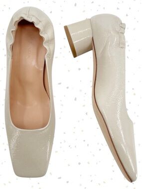 Akaada Nyoko Light Beige Soft Naplak Pumps Neutral Cream Square Toe Heel Size 36